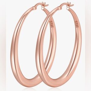 PABBEU S925 Sterling Silver Hoop Earrings Large Silver Hoop Earrings for Women